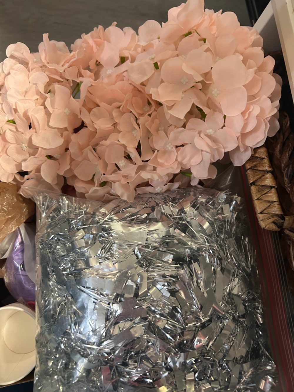 Artificial Hydrangea Bloom Stem in Blush Pink - Home Accents